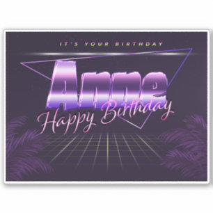 Anne Name Vorname lila retro Sticker Geburtstag