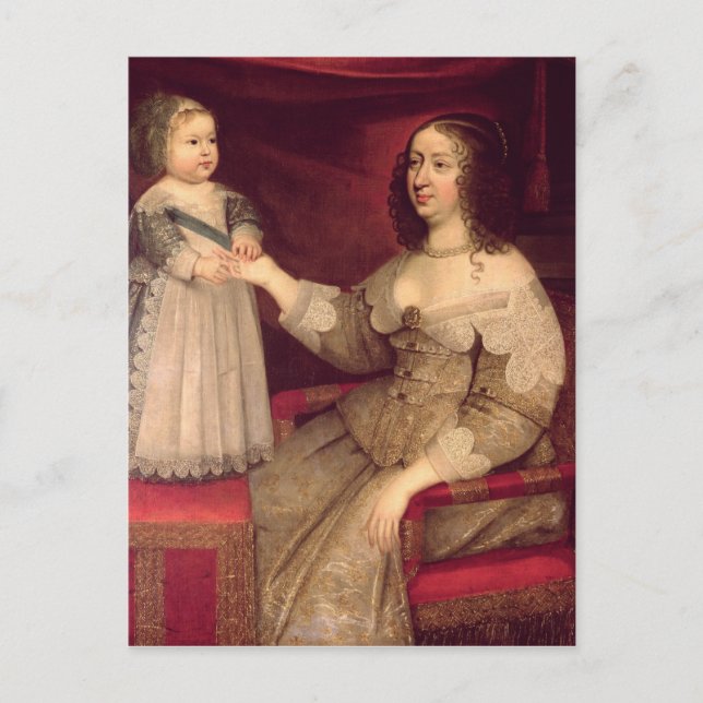 Anne of Austria  with her son Louis XIV Postcard (Front)