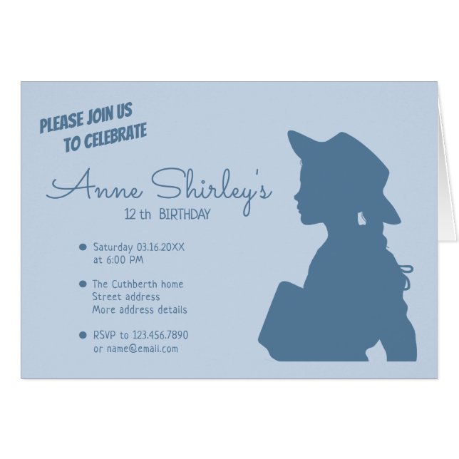 Anne of Green Gables CC1086 Birthday invitation (Front Horizontal)