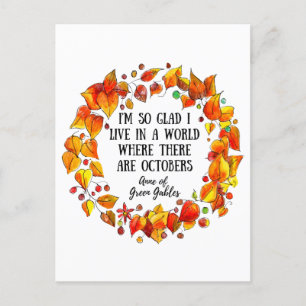 Anne of Green Gables Literary Autumn Hand Drawn Postcard