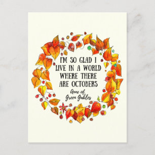 Anne of Green Gables October Quote Hand-Drawn Postcard