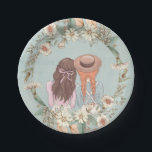 Anne of Green Gables Paper Plates<br><div class="desc">These Anne of Green Gables party plates feature our beloved Anne with an E and her friend Diana surrounded by a wreath of wildflowers. The background is light blue with a distressed look. Colors include rose red,  sage green,  pale blue,  orange,  pink and white.</div>