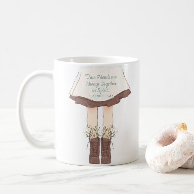 Anne of Green Gables True Friends Quote Coffee Mug (With Donut)