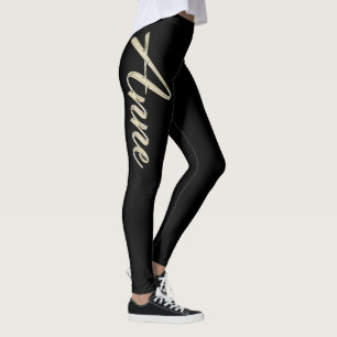 Anne white gold Handwriting Hose Leggings