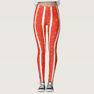Anneau Central : Leggings rayés rouge et blanc en