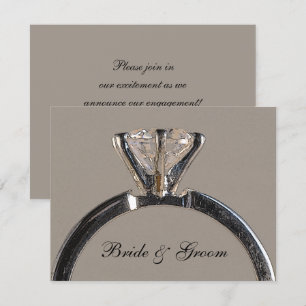 Anneau de diamant sur Faire-part Fiançailles gris