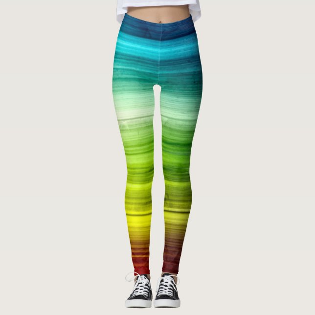 Anneaux Arc-en-ciel Teinture Bois Motif Leggings (Devant)