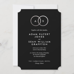 Anneaux d'argent moderne Faire-part de mariage noi