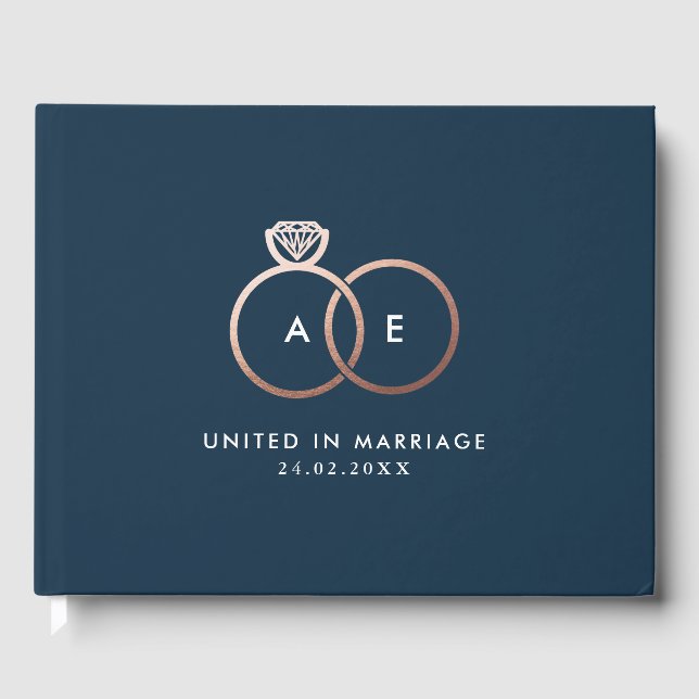Anneaux de Mariage d'or moderne Monogramme Livre d (Recto)