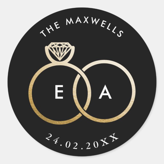 Anneaux d'or moderne sur Sticker de mariage person (Devant)