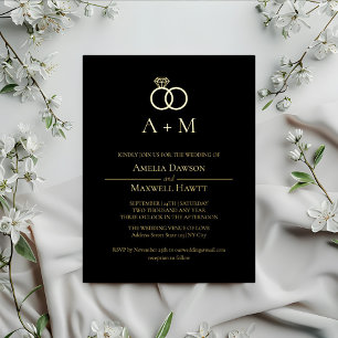 Anneaux monogrammes Faire-part de mariage simple