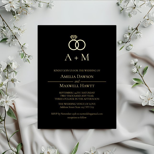 Anneaux monogrammes Faire-part de mariage simple (Créateur téléchargé)