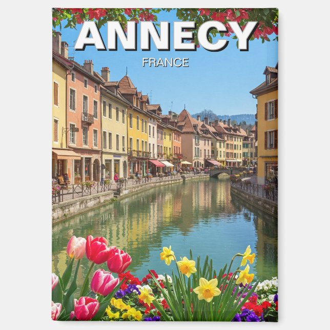 Annecy France Flowers Travel Magnet (Front)