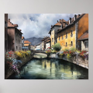 Annecy France Landscape Art Print Poster