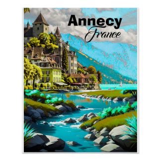 Annecy France Travel Postcard, Annecy Postcard, An Poster