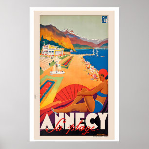 Annecy France Vintage Travel Poster - Framed