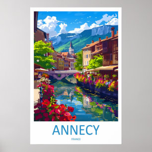 Annecy Park National Travel Ski Poster Vintage