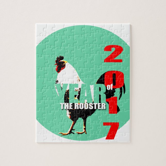 Année 2017 du coq dans le puzzle du Cercle Vert (Vertical)