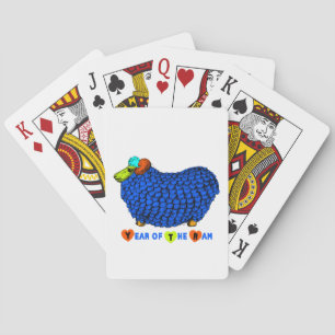 Année chinoise du mouton bleu cartes de jeu