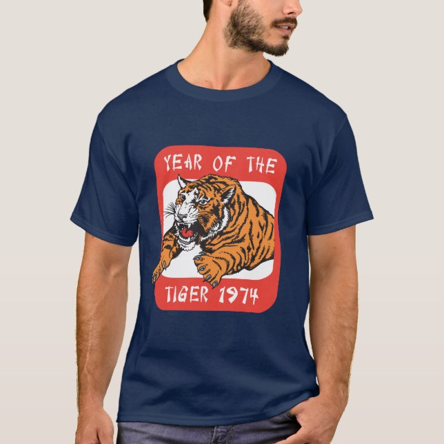 Année chinoise du T-shirts foncé du tigre 1974 (Devant)