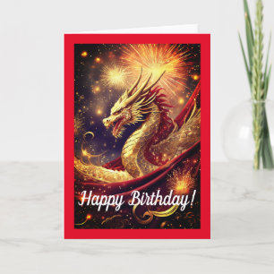 Année de la carte d'anniversaire du dragon