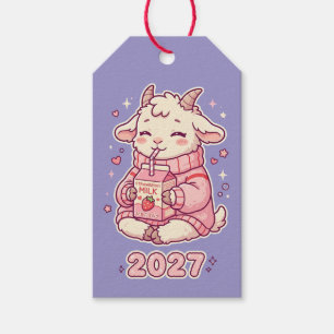 Année de la Chèvre 2027 Étiquette Cadeau Nouvel An