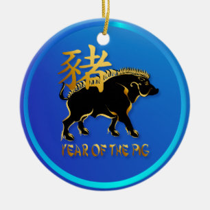 Année des ornements Porc-Noirs de symbole de