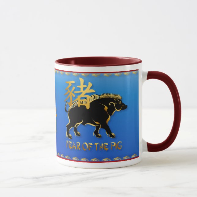 Année des tasses Porc-Noires de symbole de verrat (Droite)