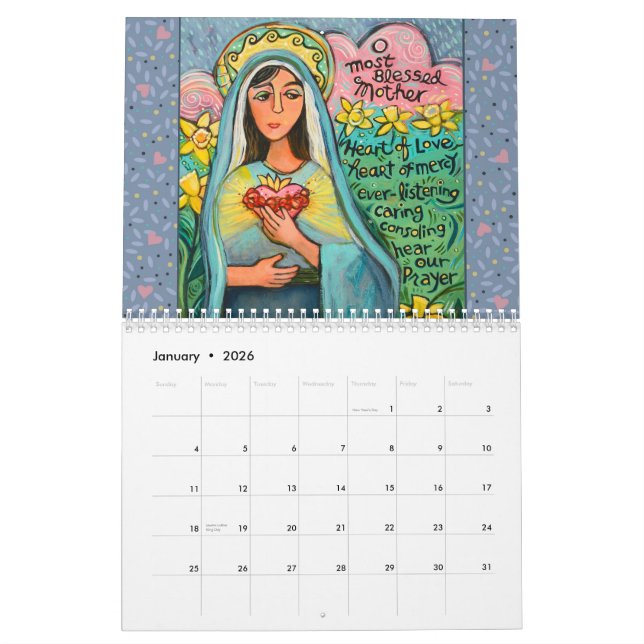 Année du calendrier des saints catholiques (Jan 2026)