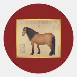 Année du Cheval Chinois Nouvel An Sticker rond