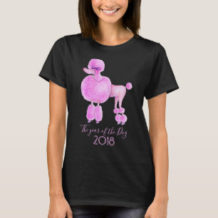 Année du chien poodle rose chien t-shirt chien