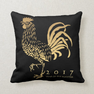 Année du coussin personnalisable du coq 2017