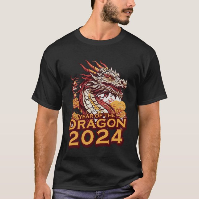 Année du dragon 2024 T-shirts hommes, dragon (Devant)