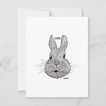 Année du lapin, Carte Nouvel An, Carte Plat