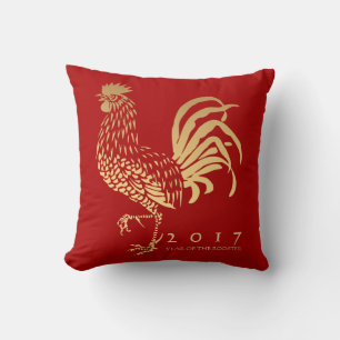 Année du Rooster 2017 personnalisable Red Coussin