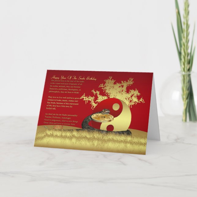 Année Du Serpent Carte De Voeux Anniversaire (Devant)