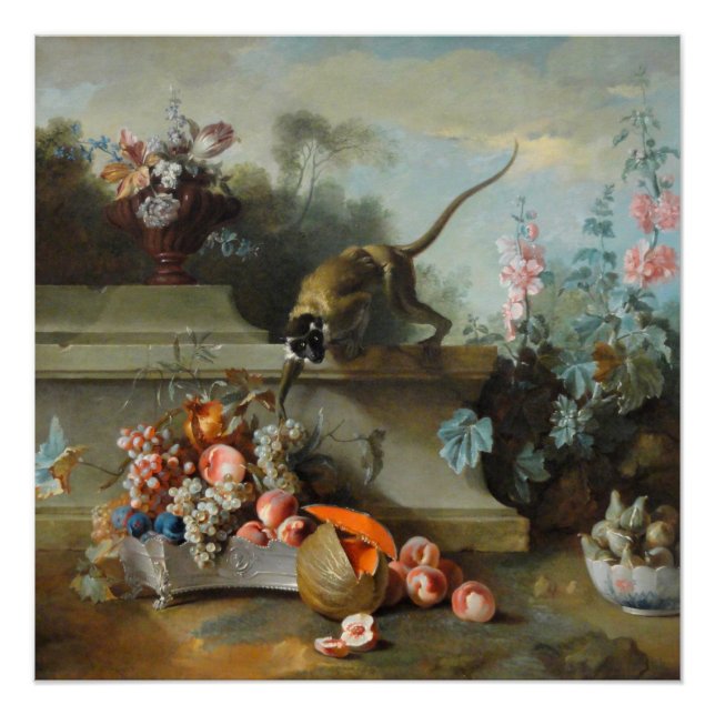 Année du singe Fruits Fleurs Beaux-Arts Poster (Devant)