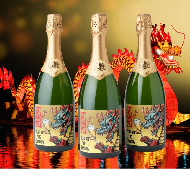 Année étiquette du vin du Dragon 2024 Chine Nouvea (Créateur téléchargé)