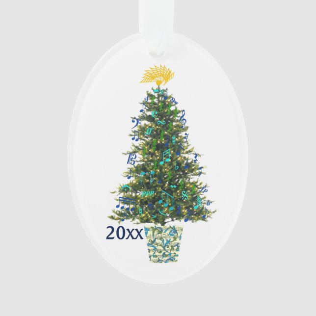 Année personnalisable d'arbre de Noël de symboles (devant)