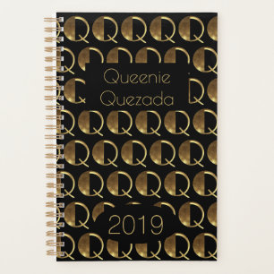 Année personnalisée 2019 Noir Monogramme Or Q Élég