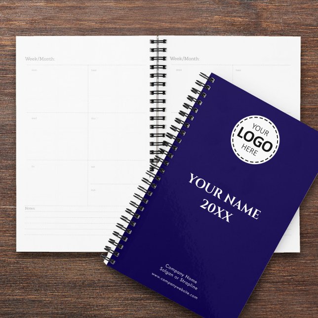 Année personnalisée, logo, texte, journal bleu (Créateur téléchargé)