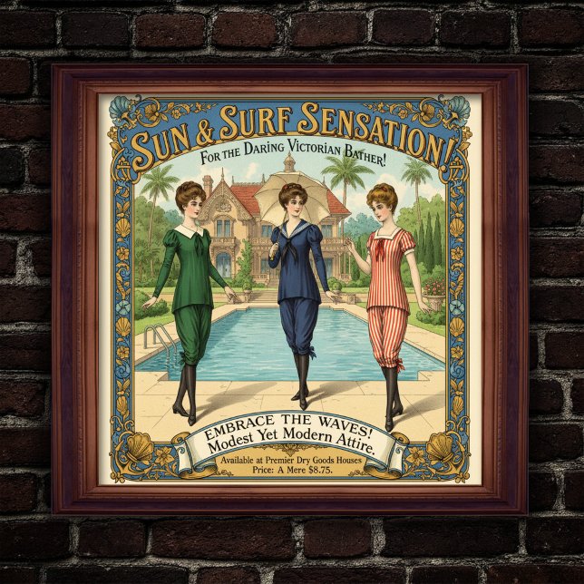 Années 1890 Vêtements de bain victoriens Poster (Créateur téléchargé)