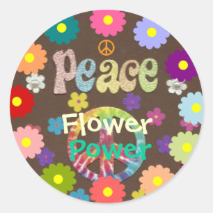 Années 1960 : autocollant Flower Power and Peace