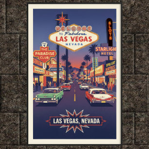 Années 1960 Vintage Las Vegas Travel Poster