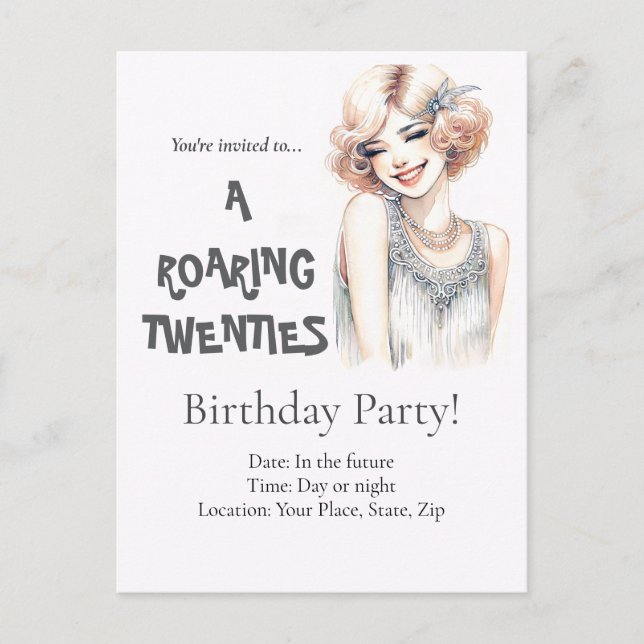 Années 20 Anniversaire Invitation Carte postale (Devant)