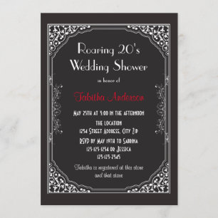 Années 20 Noires - Invitation Wedding shower
