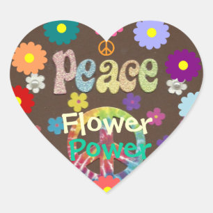 années 60 : Autocollant Flower Power and Peace