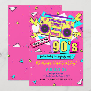 Années 90 Invitation d'anniversaire