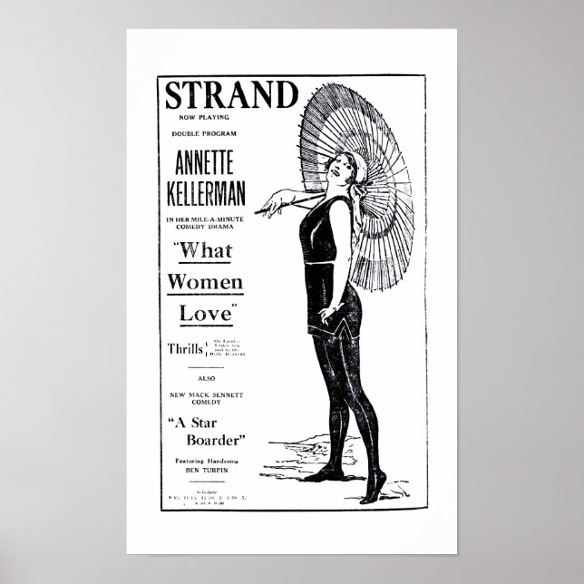 Annette Kellerman 1921 vintage movie ad poster (Front)