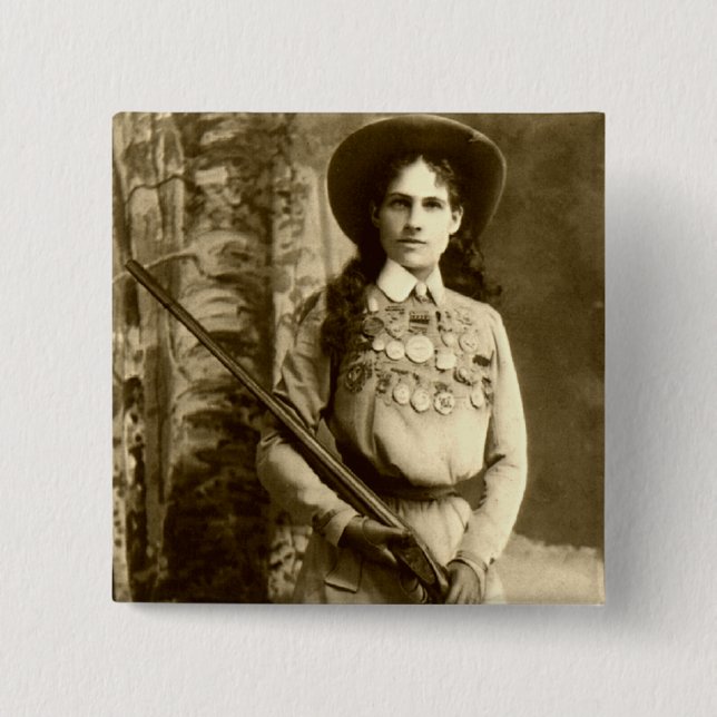 Annie Oakley Classic 2 Inch Square Button (Front)